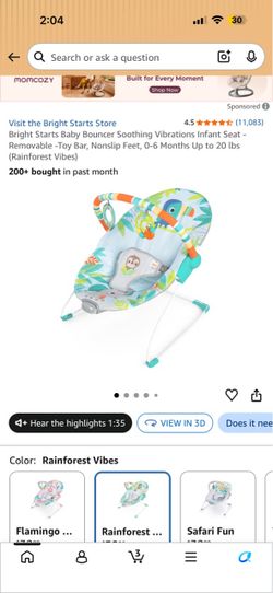 New Bright Starts Baby Vibrating Bouncer