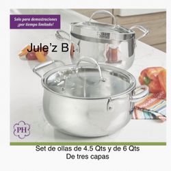 Princess House.  Set De Ollas De 6 Qts Y De 4.5 Qts Tri-ply Nuevas En Sus Cajas 