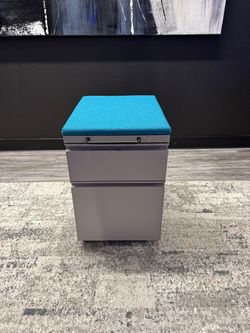 Silver BF Mobile Pedestals with Blue Cushions