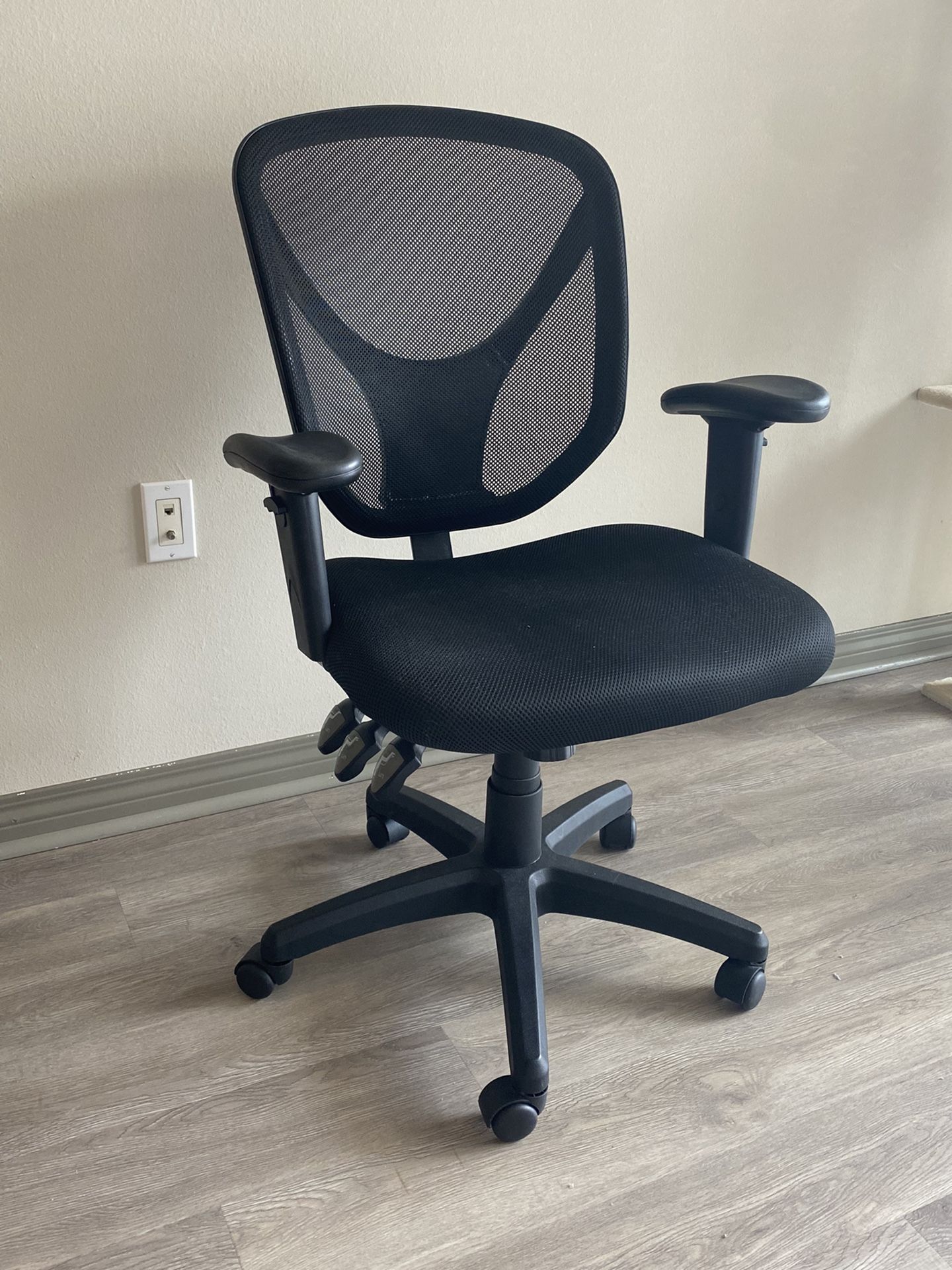 Realspace® MFTC 200 Multifunction Ergonomic Mesh/Fabric Mid-Back Task Chair, Black