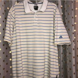 Mens Adidas CLIMALITE Size 2XL Striped Polo Shirt 