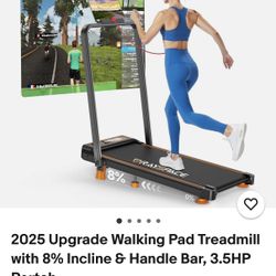 2025 Upgrade Walking Pad Treadmill with 8% Incline & Handle Bar, 3.5HP Portab...