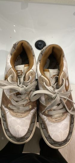 Coach CAQ23 Sneakers – Size 7.5B – Beige/Tan & White