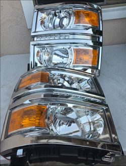 14-15 Chevrolet Silverado LED DRL Projector Headlights Luces Focos Micas Faros Faroles Headlamps Chevy