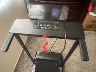 Black Folding Treadmill with Desk