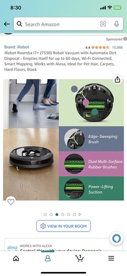  iRobot Roomba i7+ (7550) Robot Vacuum with Automatic Dirt  Disposal - Empties Itself for up to 60 Days, Wi-Fi Connected, Smart  Mapping, Works with Alexa, Ideal for Pet Hair, Carpets
