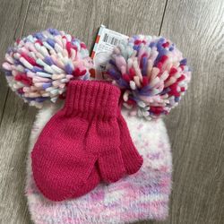 Baby Girl Hat And Mittens Cat & Jack 6-9 Month