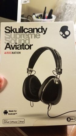 New sealed Leather premium supreme skullcandy aviator headphones