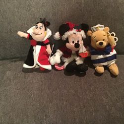 Disney Store Mickey Santa, Nautical Pooh and Queen Of Hearts