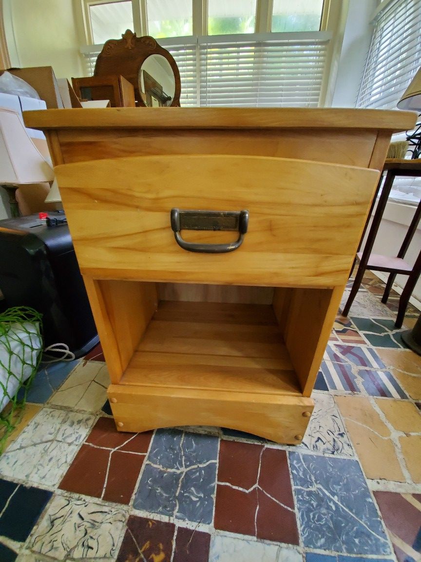 Light wood bedside table