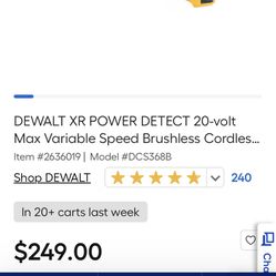 Dewalt Xr Power Detect 20-volt Mac Variable Speed Brushless Cordless