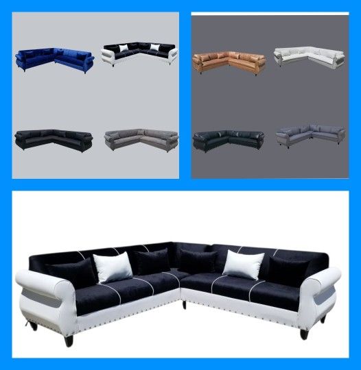 BRAND NEW 9x9ft SECTIONAL COUCH SOFA CHAISE BLACK FABRIC, CUSTOM MADE AVAILABLE 