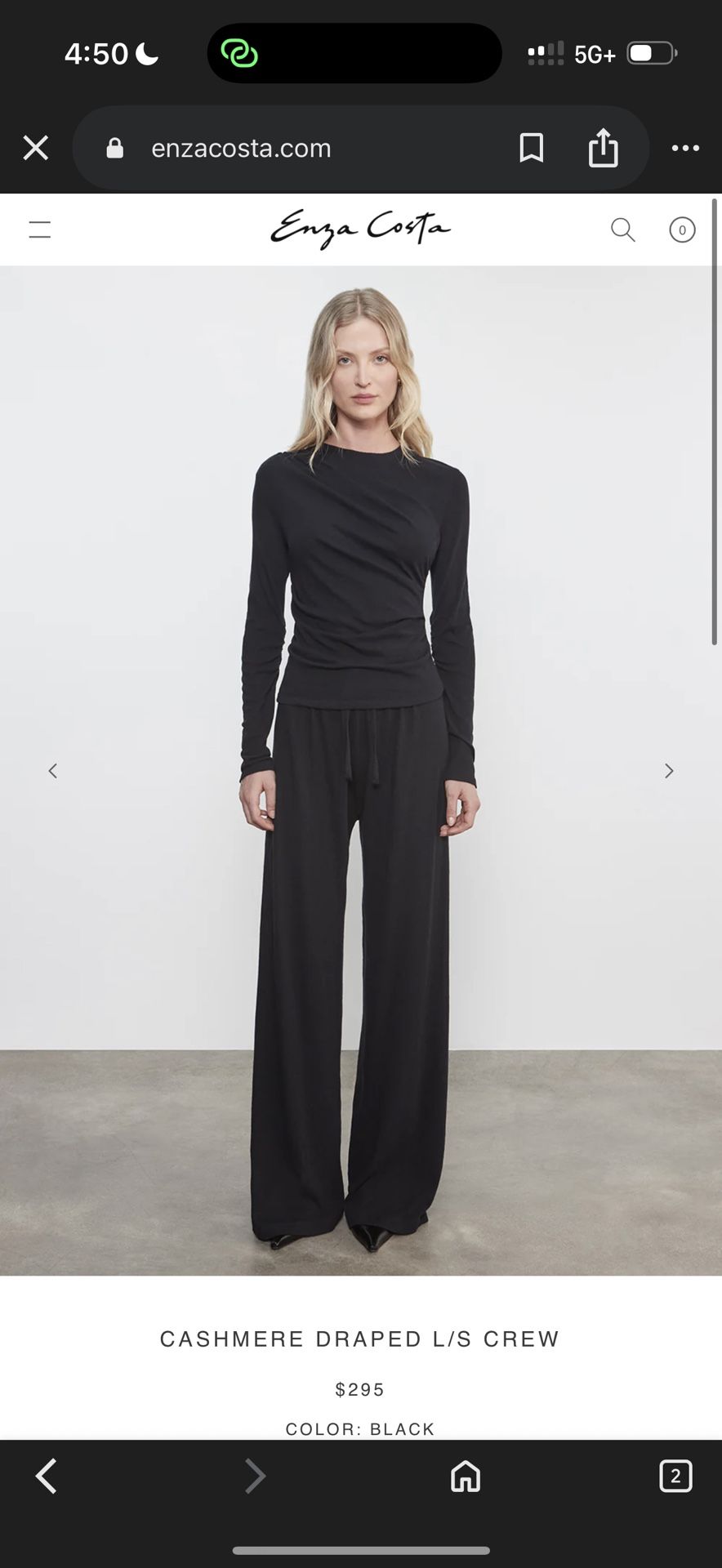 Enza Costa Cashmere Draped L/S Crew