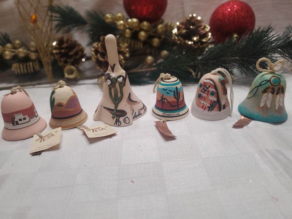 6 Pc Tesa Wind Clay Chime Bells Southwest Decor