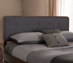 New Queen Size Mid Century Dark Gray Wood Headboard