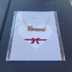 14k Gold Plated Necklace Pendant BRAVE from Nordstrom 