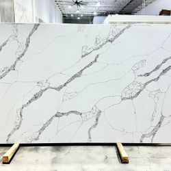 CALACATTA QUARTZ JUMBO SLABS TRAMONTANA 127X64 2CM FOR KITCHEN COUNTERTOPS  
