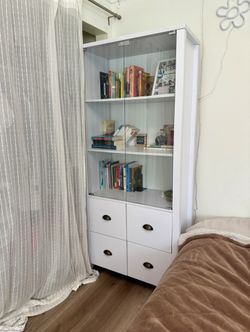 White Bookshelf With Glass Doors