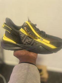 Fendi Flow Sneakers Black Yellow Men’s Size 12 