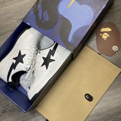 A Bathing Ape Bapesta “JJJound White Navy” Size 8 In Men