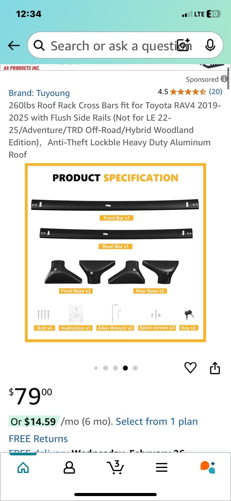 260lbs Roof Rack Cross Bars