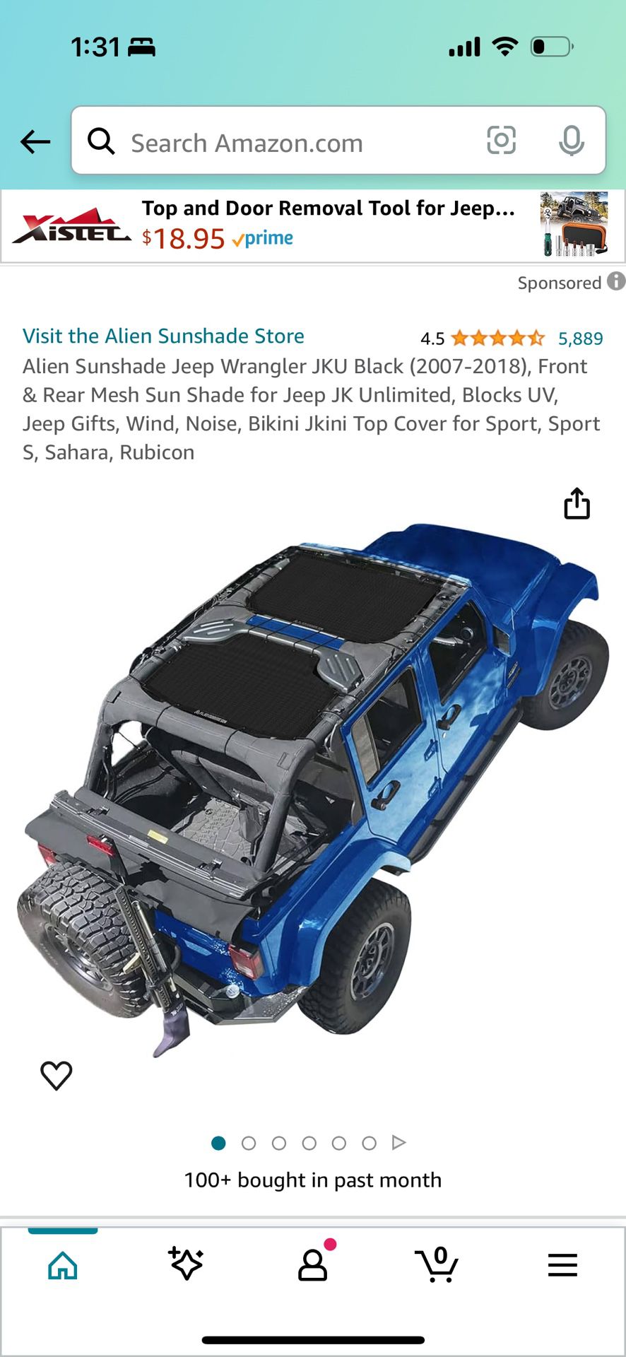 Alien Sunshade Jeep Wrangler JKU Black (2007-2018), Front & Rear Mesh Sun Shade for Jeep JK Unlimited, Blocks UV, Jeep Gifts, Wind, Noise, Bikini Jkin