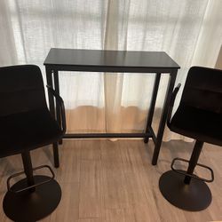Modern Bar-Height Table Set – Table + 2 Swivel Armchairs