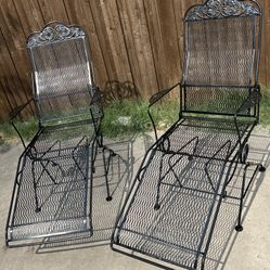 Wrought Iron Lounger Rocker Chairs Vintage (2)