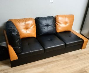 Modern L-Shaped Sectional Sofa Set with Right Chaise & Ottoman - Faux Leather Tufted Modular Couch for Living Room, Black