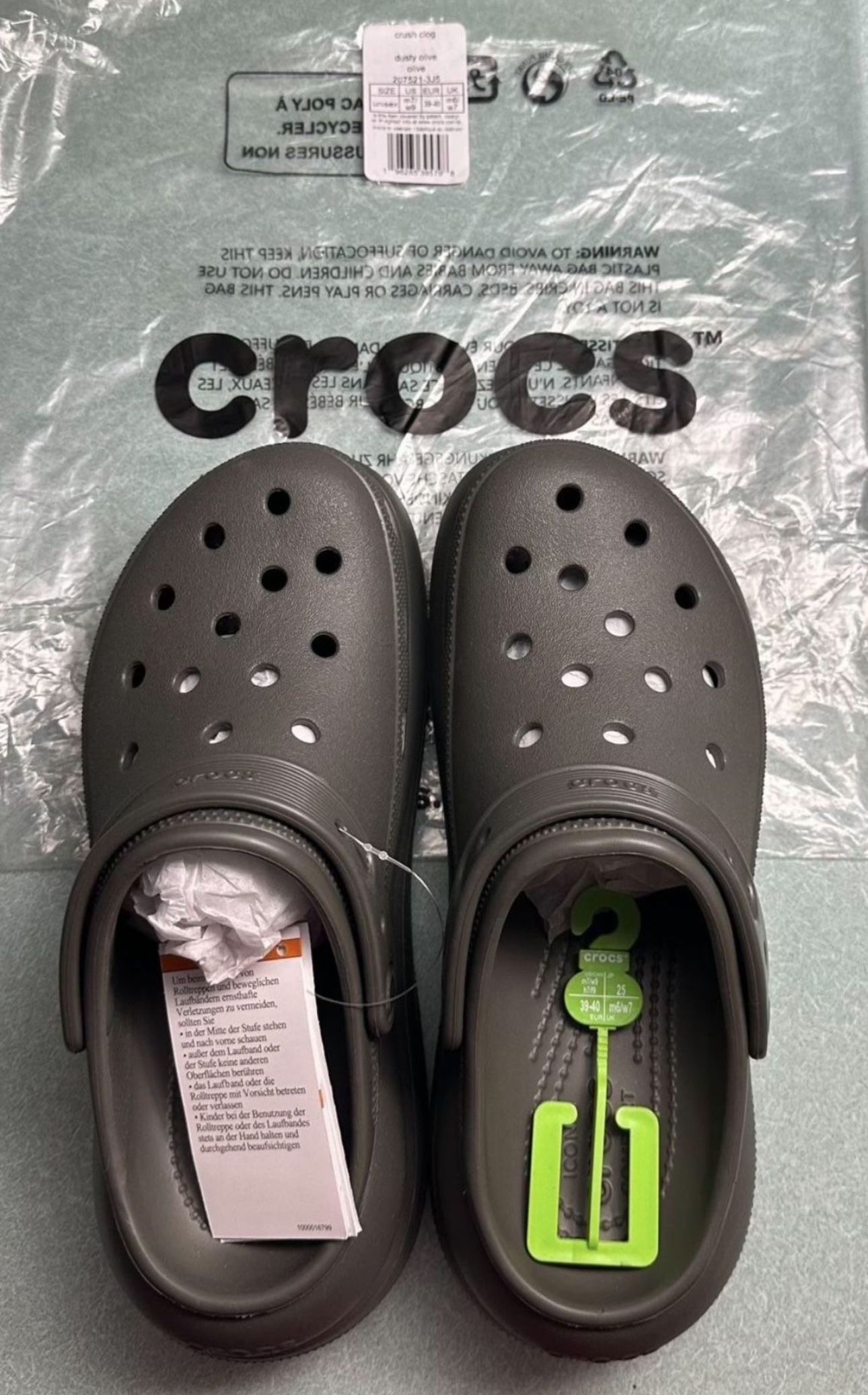 New Crocs Crush Clog Dusty Olive M7/W9