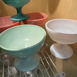 Vintage Sherbet Hazel Atlas Pastel Dessert Cups Glasses MCM Set of 5