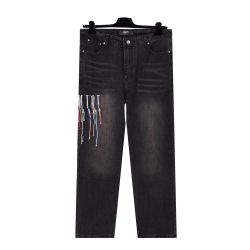 Amiri Black Embroidered Rainbow Gradient Jeans