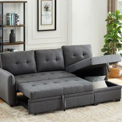 New! Grey Sectional Sofa Bed, Sofa Bed, Dark Grey Sectional, Sectional Sofa With Pull Put Bed, Sleeper Sofa Couch, Sectionals, Couch With Bed