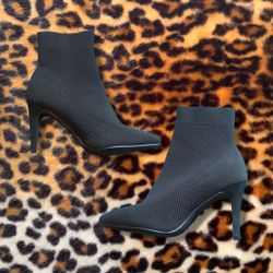 Classy Chic Black Pointed Toe Stiletto Ankle Sock Boots Booties