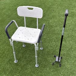Shower chair and 4 point cane