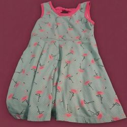 Pink And Blue Flamingo Dress