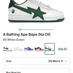 A Bathing Ape Bape Sta OS #2 White Green