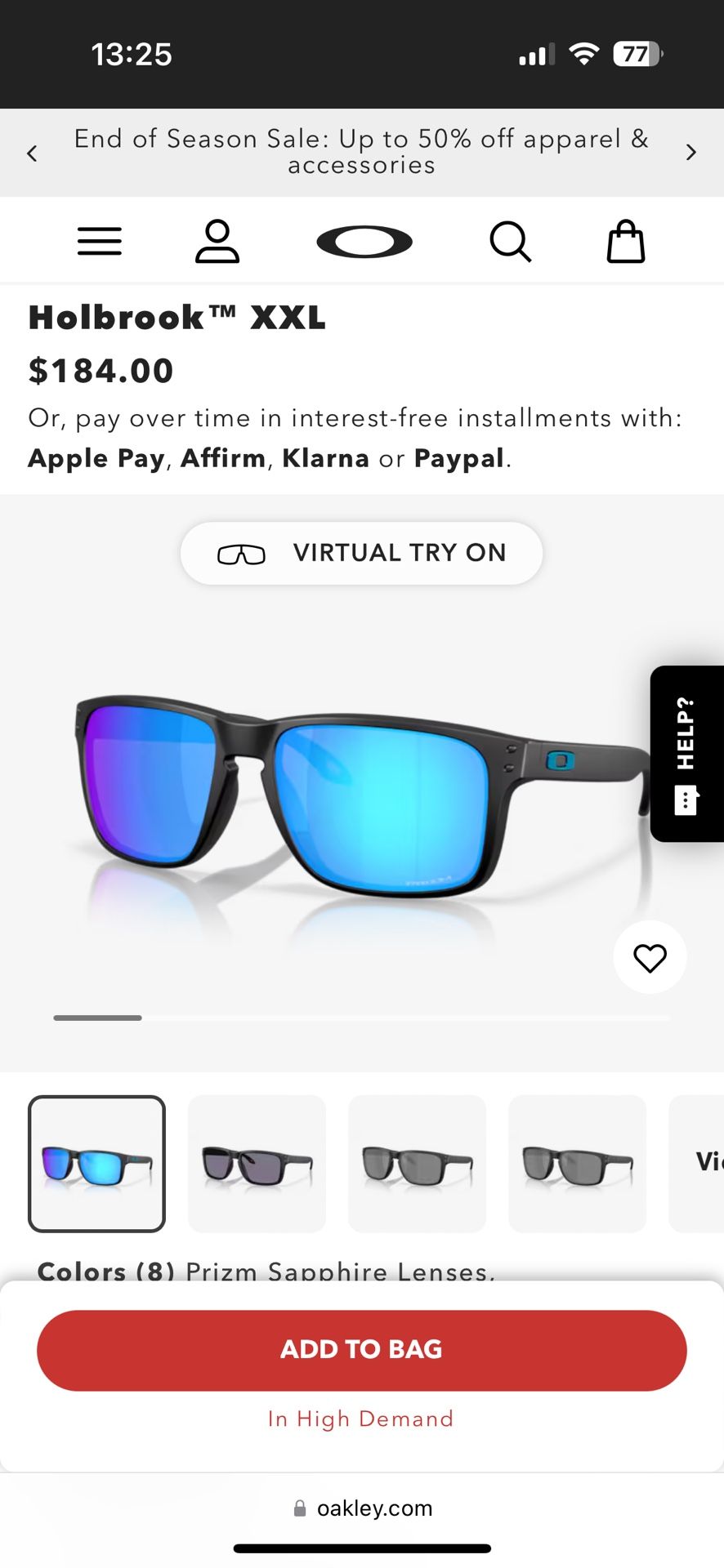 Oakley Sunglasses Holbrook XL Sapphire Polarized