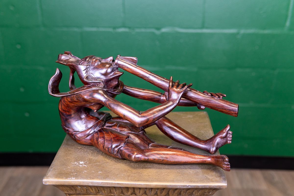 Balinese Sono Wood Carving of Flute Player - Hand Carved - Delivery Available