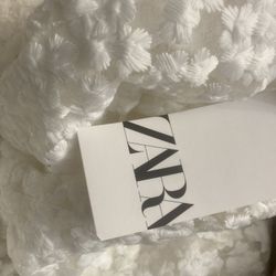 Zara White Dress - Net with White flowers 