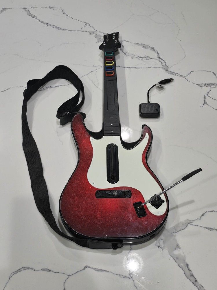 Guitar Hero 5 Band Hero PS3 & PS2 Wireless Guitar W/ Dongle W/ Strap