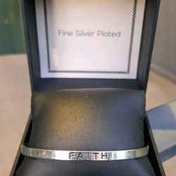 Silver Plated Faith Bracelet Cuff  Brand New In Box