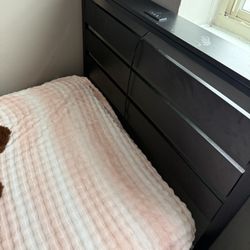 Twin Size Bed Frame with Power Outlets + Mattress (Good Condition)
