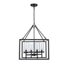 Lainey 4-Light Bronze Chandelier Light Fixture with Clear Glass Shades
