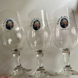 3 Unibroue Ephemere Belgium Stemmed Tulip shaped Glasses , 7 3/4 in