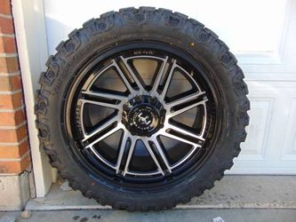 22X10 Motiv Black/Silver Rims & 33 12.50 22 TIS MT Tires *8X6.5*-19MM