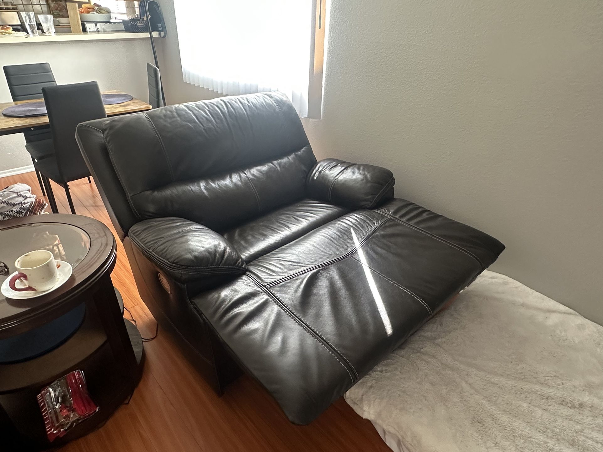 Dark Brown Leather Reclining Couch