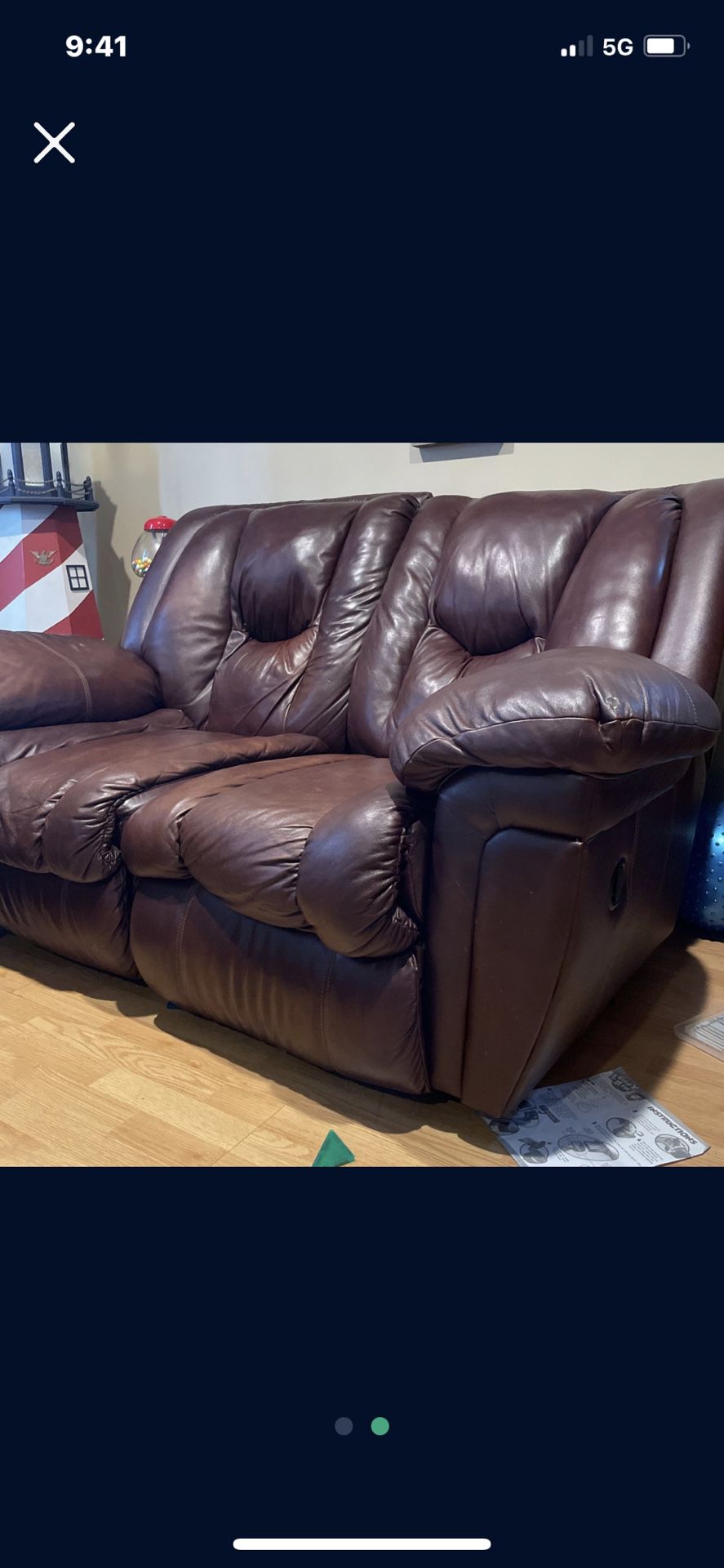 Brown Leather Recliner Loveseat