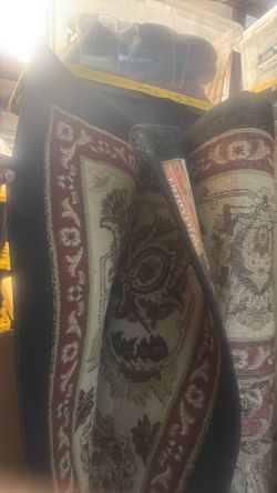Rolled Area Rugs with Floral Border Pattern
