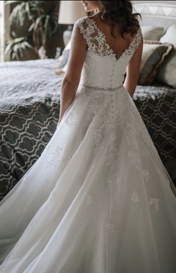 Stella York - Ivory Lace & Tulle over Royal Organza Wedding Dress